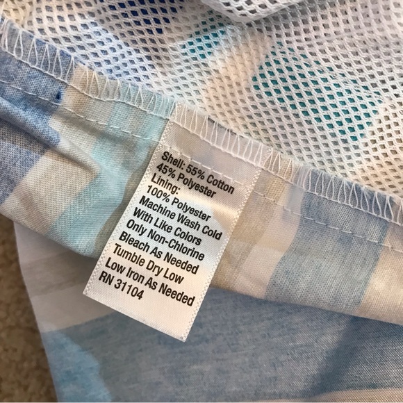 Red Camel Mens Swim Trunks Swimwear Size Large 34 36 Blue White Stripe Altered - Picture 9 of 9